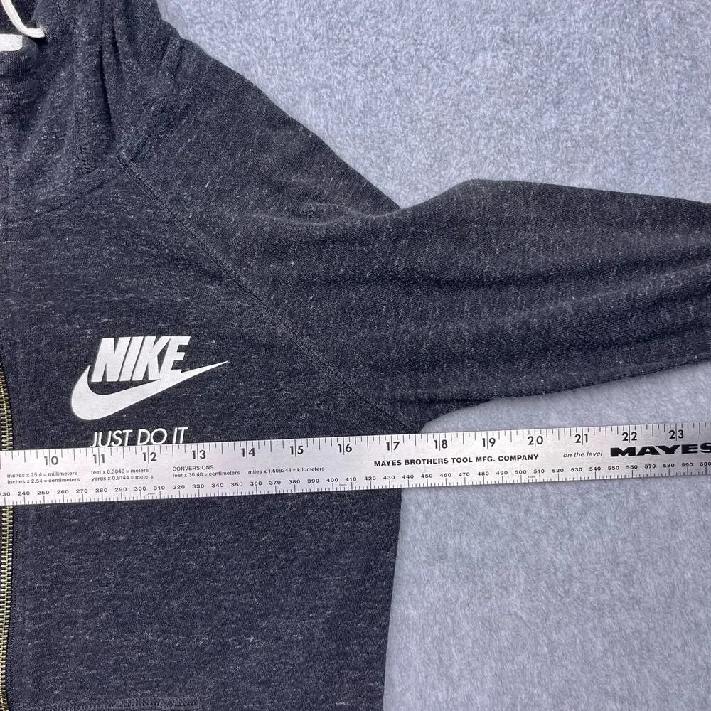 nike‎ gym vintage full zip hoodie gray xs